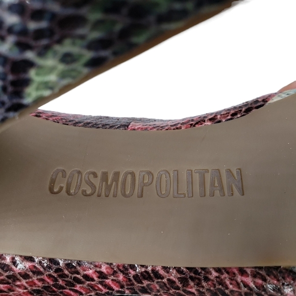 Cosmopolitan | Snake Print Vegan Leather Almond Toe Platform Heels Women's 8.5 - Picture 10 of 10